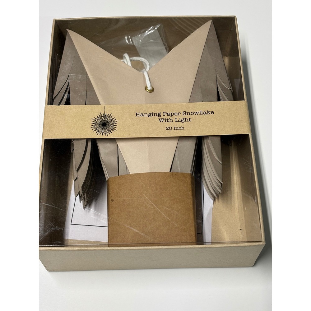 Creative Co-op 20 Inch Hanging Paper Snowflake LED Light Ornament XS5648A Brown